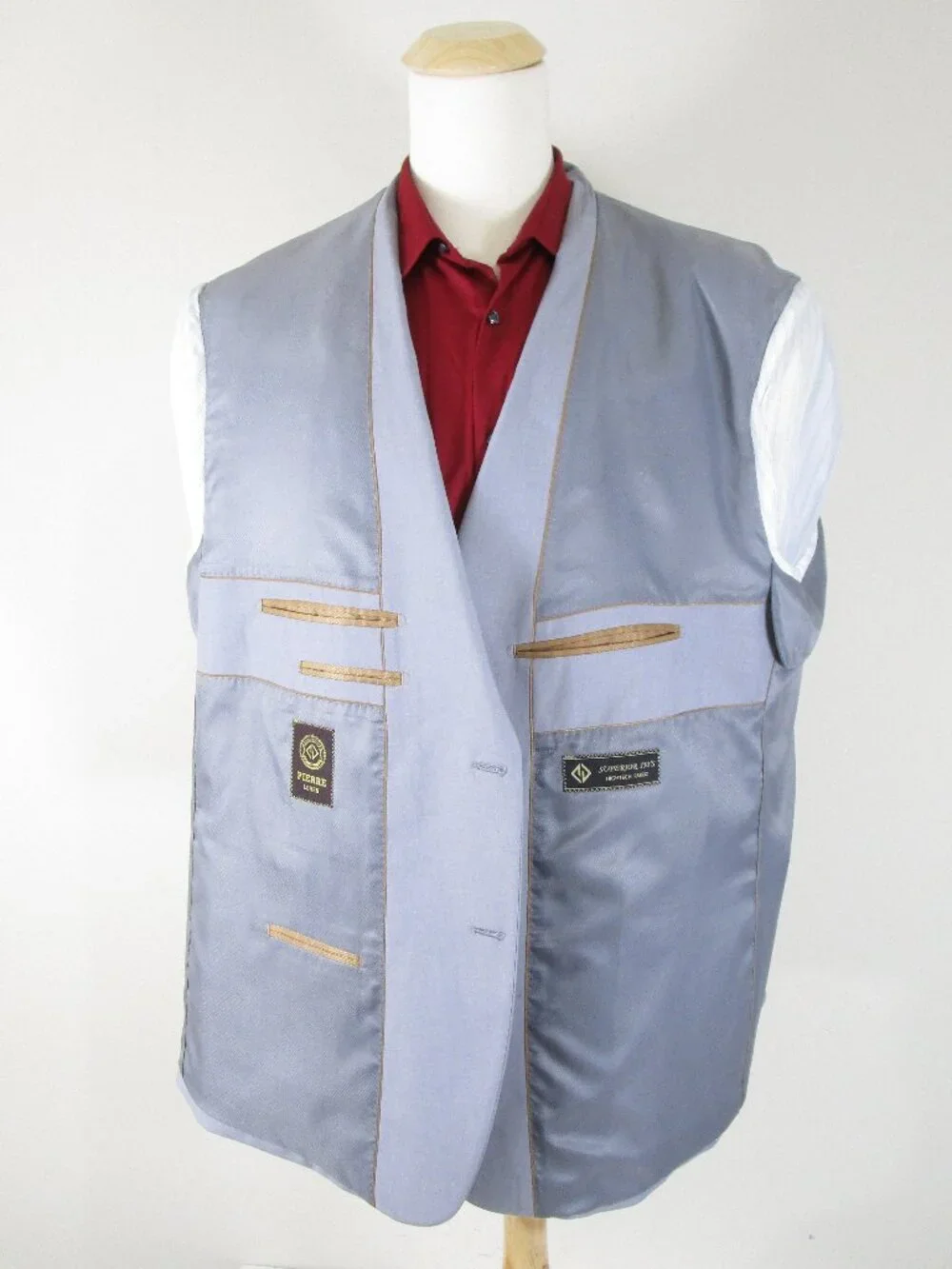 Pierre Loren Big & Tall Solid Light Gray Two Button Suit Size 56R Pants 52 X 29